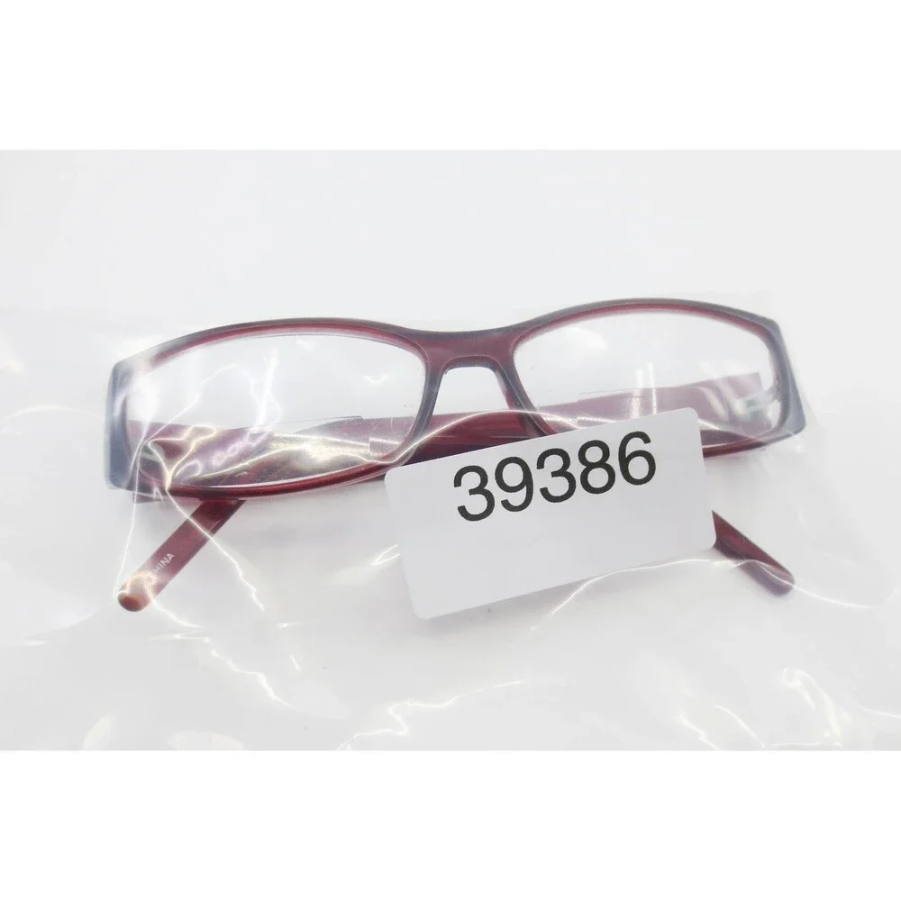 Unbranded Burgundy Red Rectangle Eyeglass Frames 53-14-135 Demo Lenses